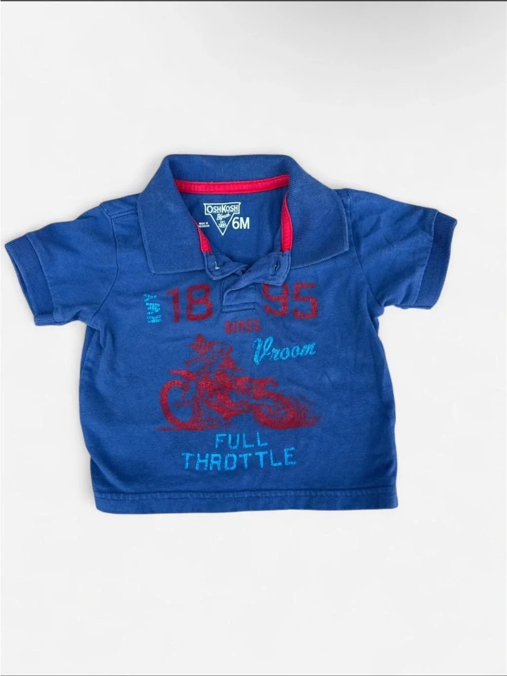 OshKosh B'gosh Navy Blue Polo with Red & Light Blue Motorcycle Graphic 2011